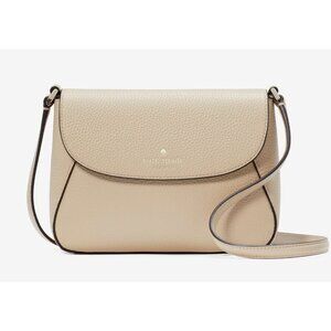 New Kate Spade Monica Mini Flap Crossbody bag Pebble Leather Light Sand